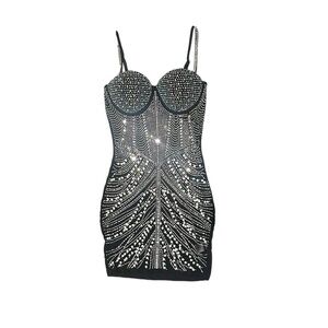 Embellished pearl mini dress